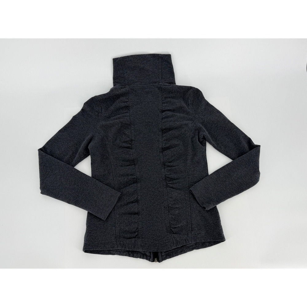Calvin Klein Performance Ruched Full Zip Jacket Charcoal Grey Thumbholes Small - Picture 7 of 10